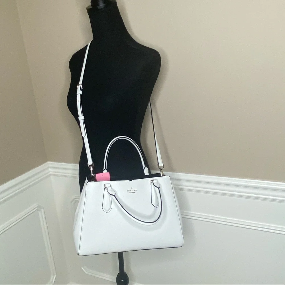 NWT Authentic Kate Spade Medium Triple Compartment Satchel, Opticwhite color - Picture 3 of 16